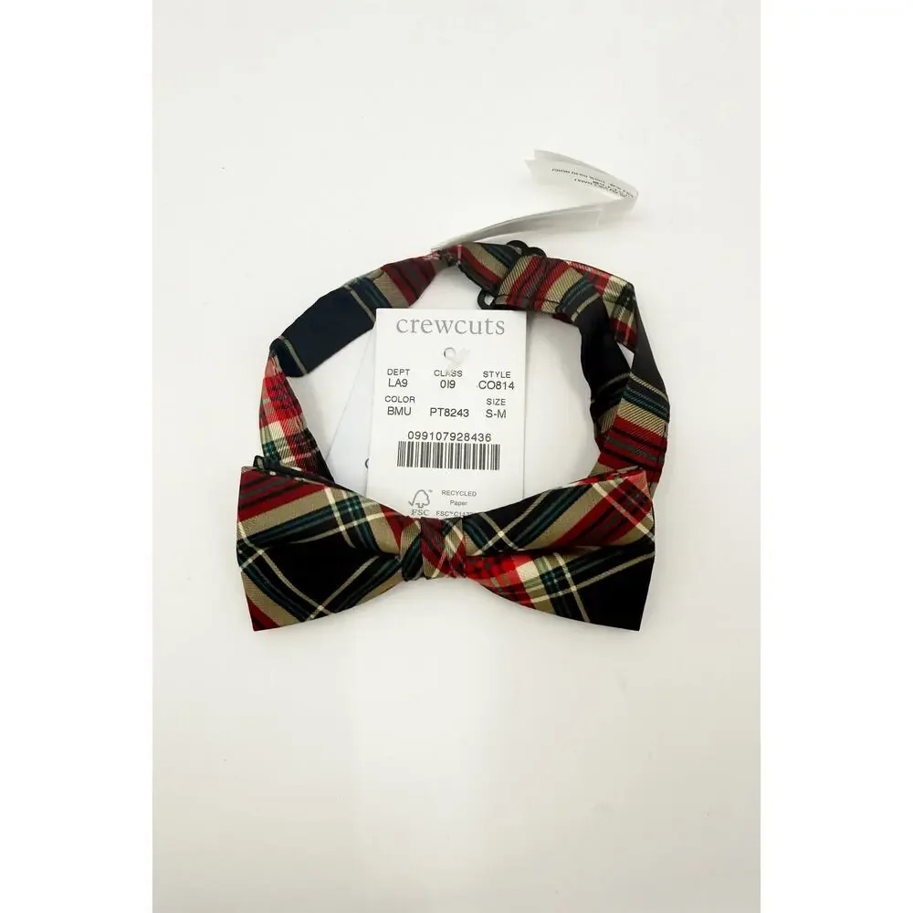 J.Crew Boys Silk Tie Size Small/Medium NWT bow tie Stewart tartan Formal Holiday